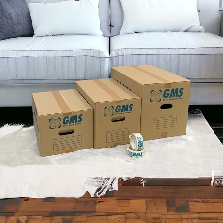 15 Boîtes En Carton Pour Déménagement 43x30x25cm avec Ruban GMS - Taille M - 32 Litres