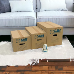 Pack 20 Caixas Mudanças 43x30x25cm com Fita GMS - Tamanho M | 32L