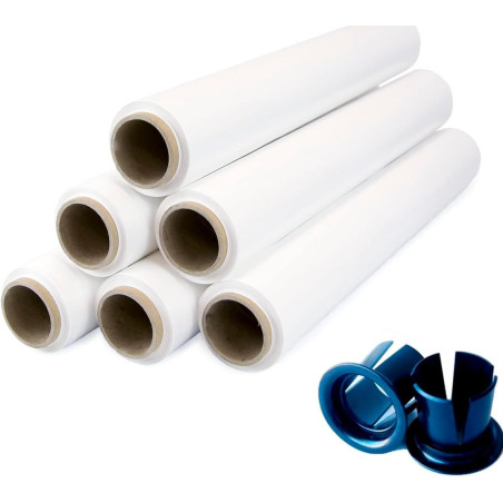 6 Rollos film estirable blanco + aplicadores | GMS Global