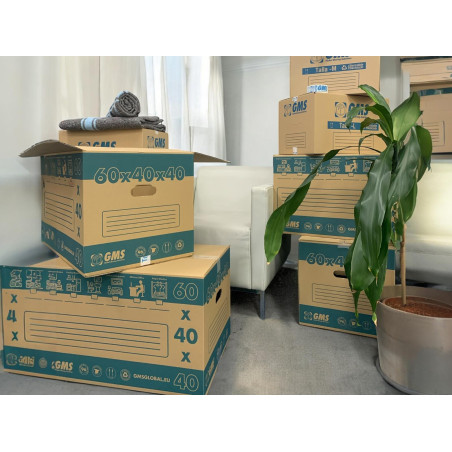 20 Cajas De Cartón Para Mudanzas De 50x30x30cm + Burbuja + Precinto - Talla L - 45 Litros | Resistencia Extra