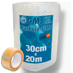 Rouleau de Plastique à Bulles 30cm x 20m pour Emballage + Ruban adhési