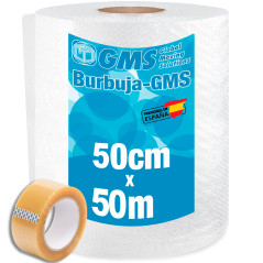 Rollo Plástico Burbuja 50cm x 50m para Embalaje + Precinto