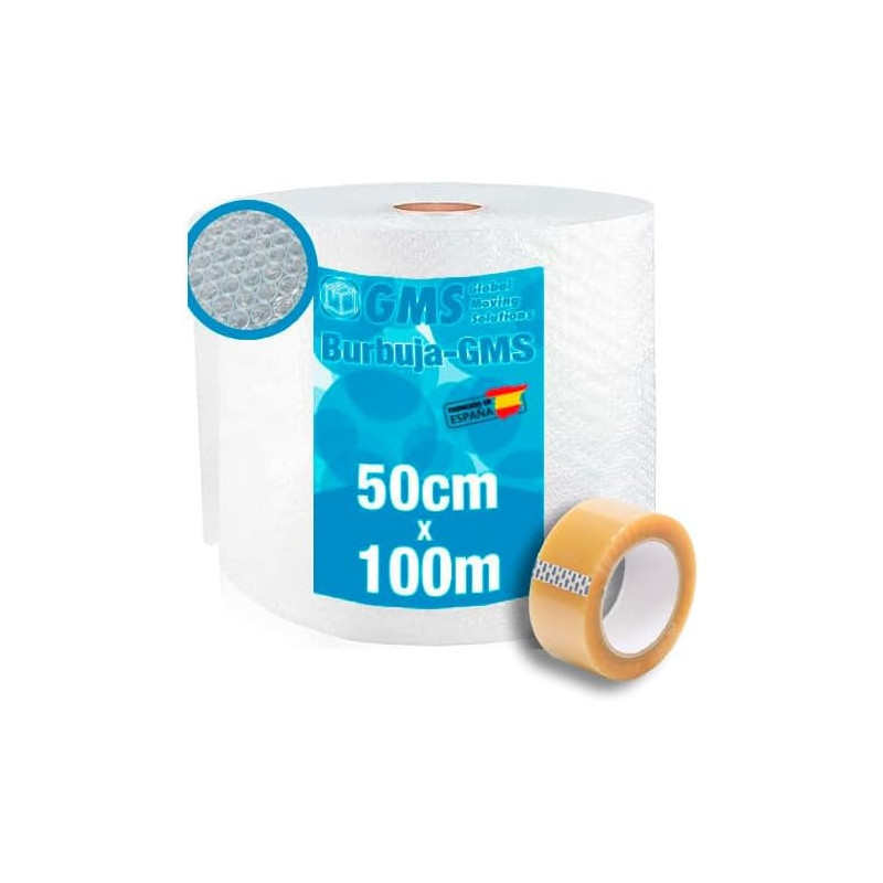 Rolle Luftpolsterfolie 50cm x 100m für Verpackung + Klebeband Rolle Luftpolsterfolie 50cm x 100m für Verpackung + Klebeband
